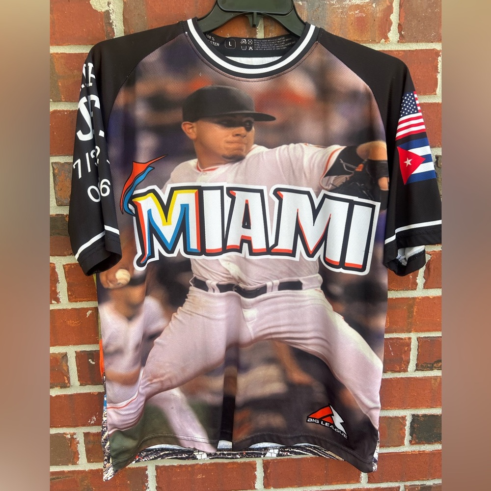 Miami Marlins Jose Fernandez #16 Memorial Baseball Graphic L T-Shirt/Jersey E3